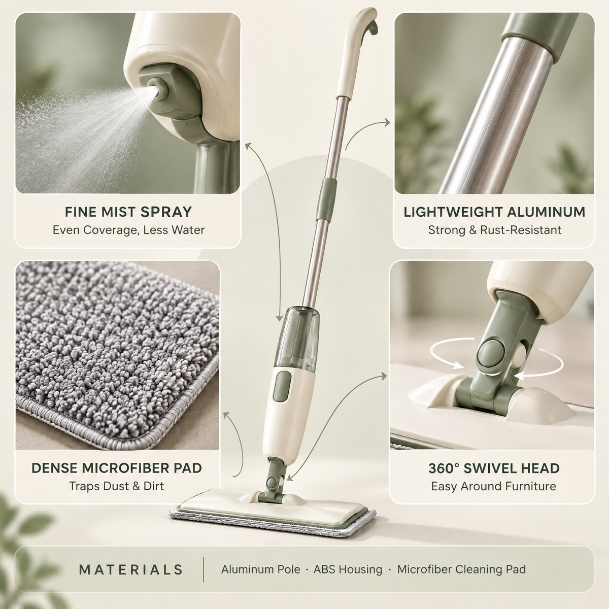 Averndell™ Spray Mop with Refillable Cleaning Bottle