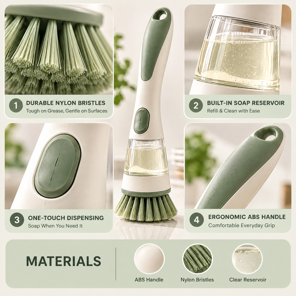 Averndell™ Soap-Dispensing Palm Dish Brush