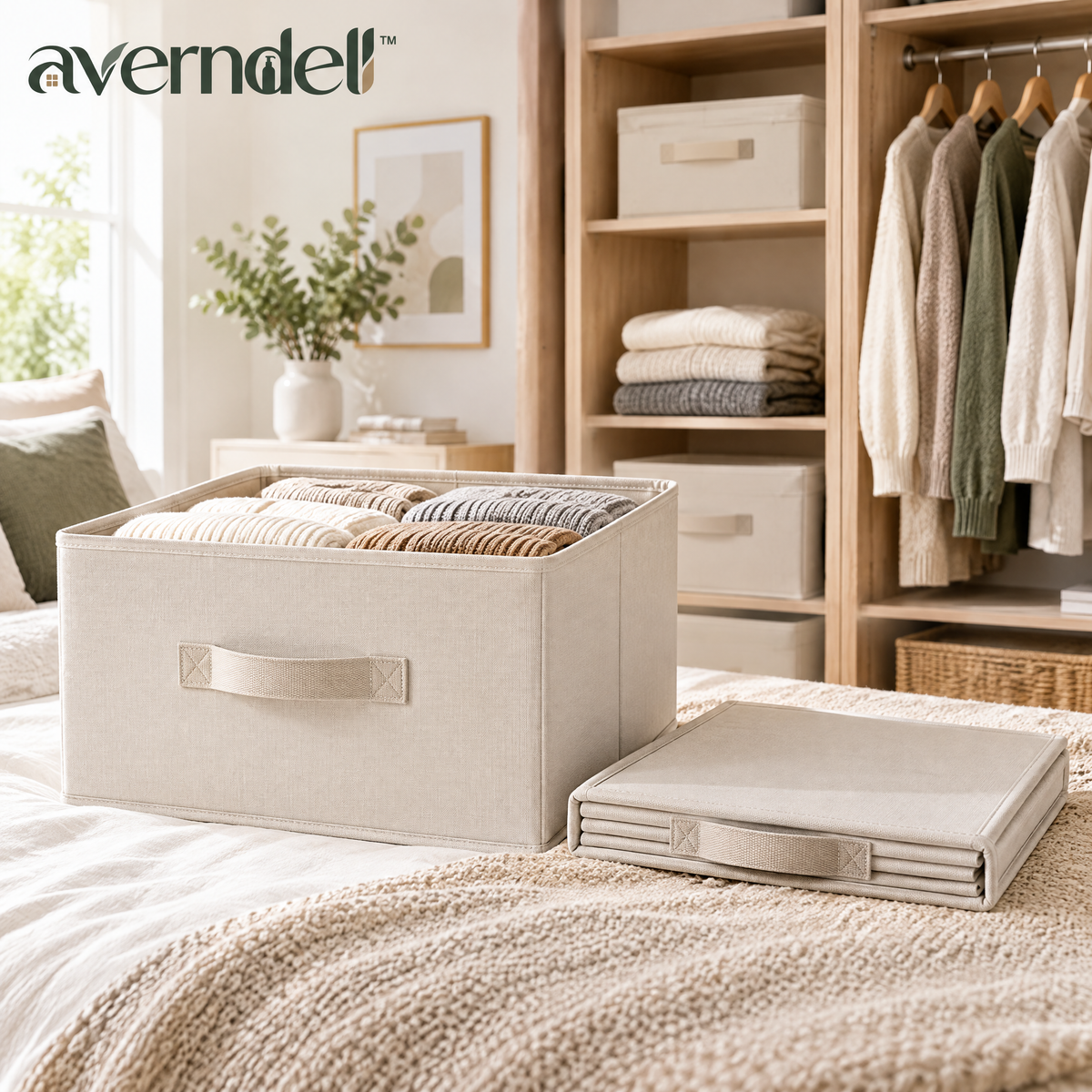 Averndell™ Collapsible Fabric Storage Bin with Lid