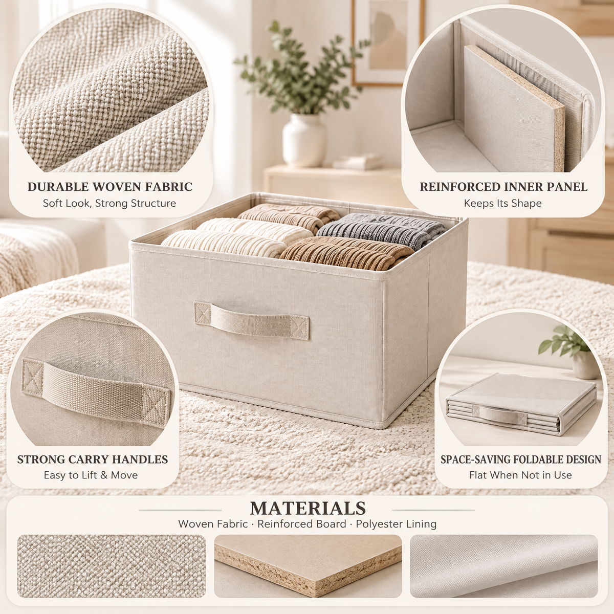 Averndell™ Collapsible Fabric Storage Bin with Lid