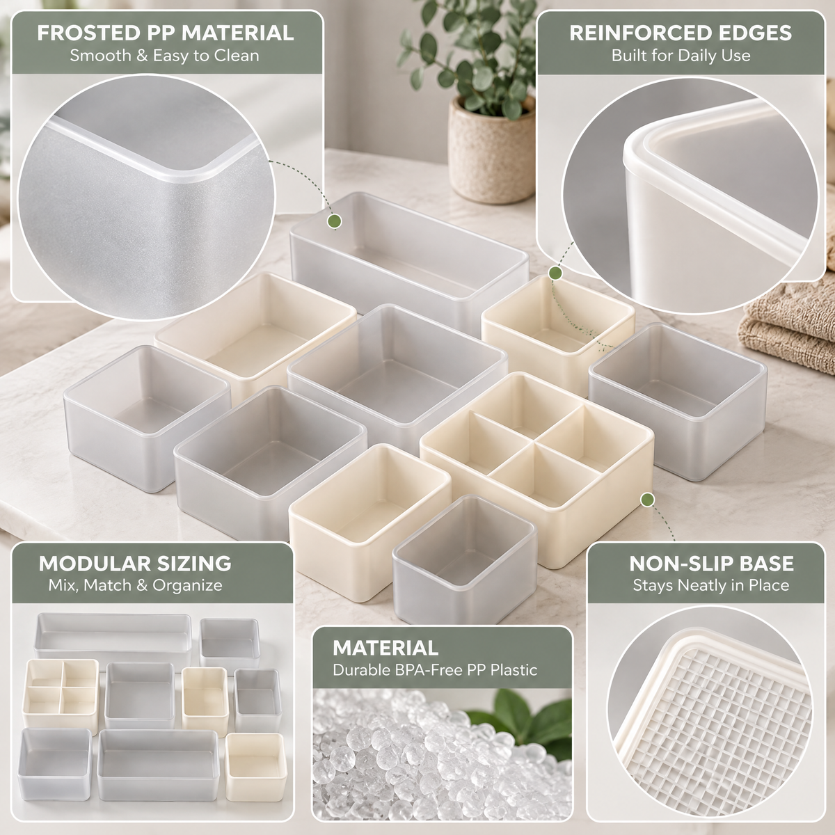 Averndell™ Modular Drawer Organizer Bin Set