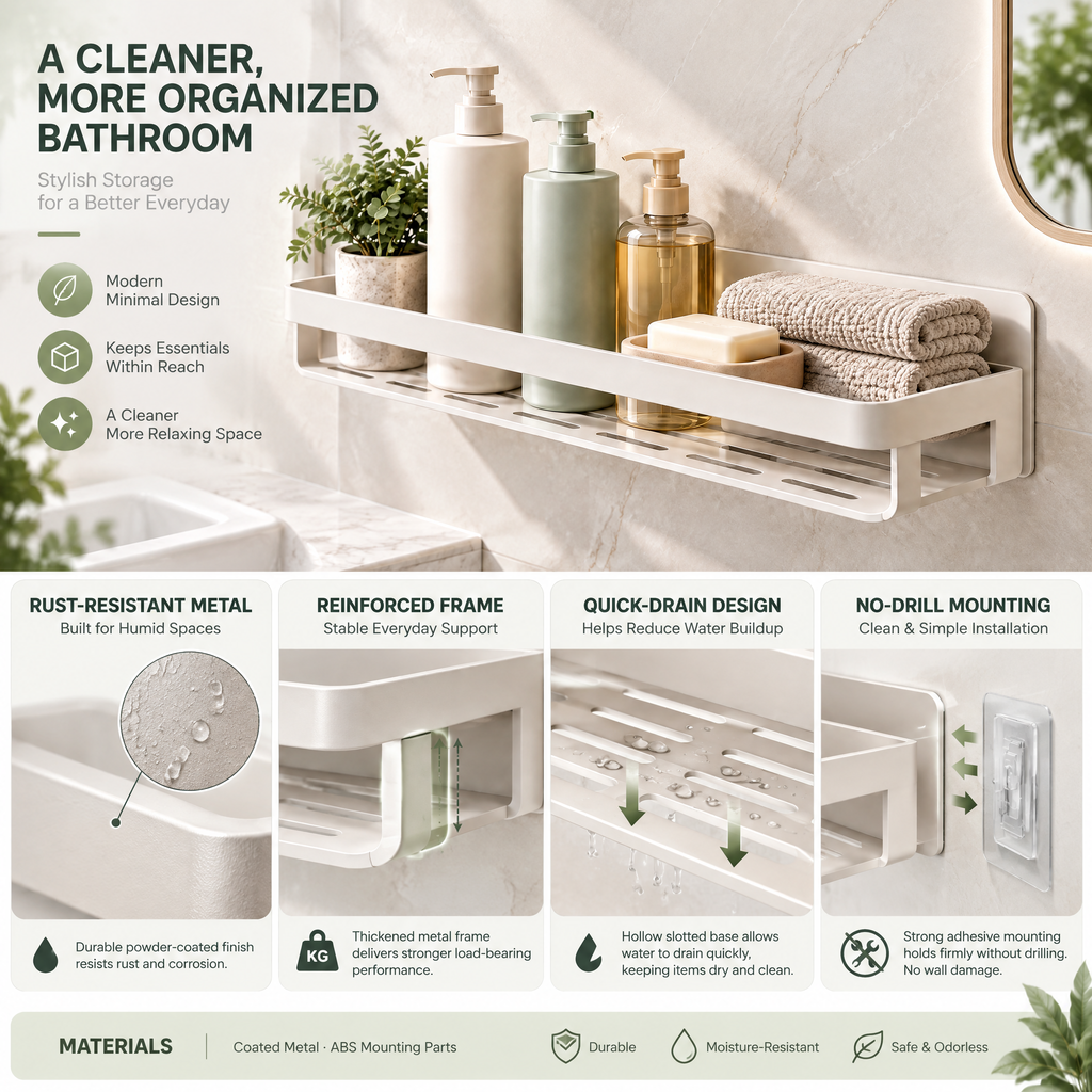 Averndell™ Wall-Mounted Bathroom Storage Shelf