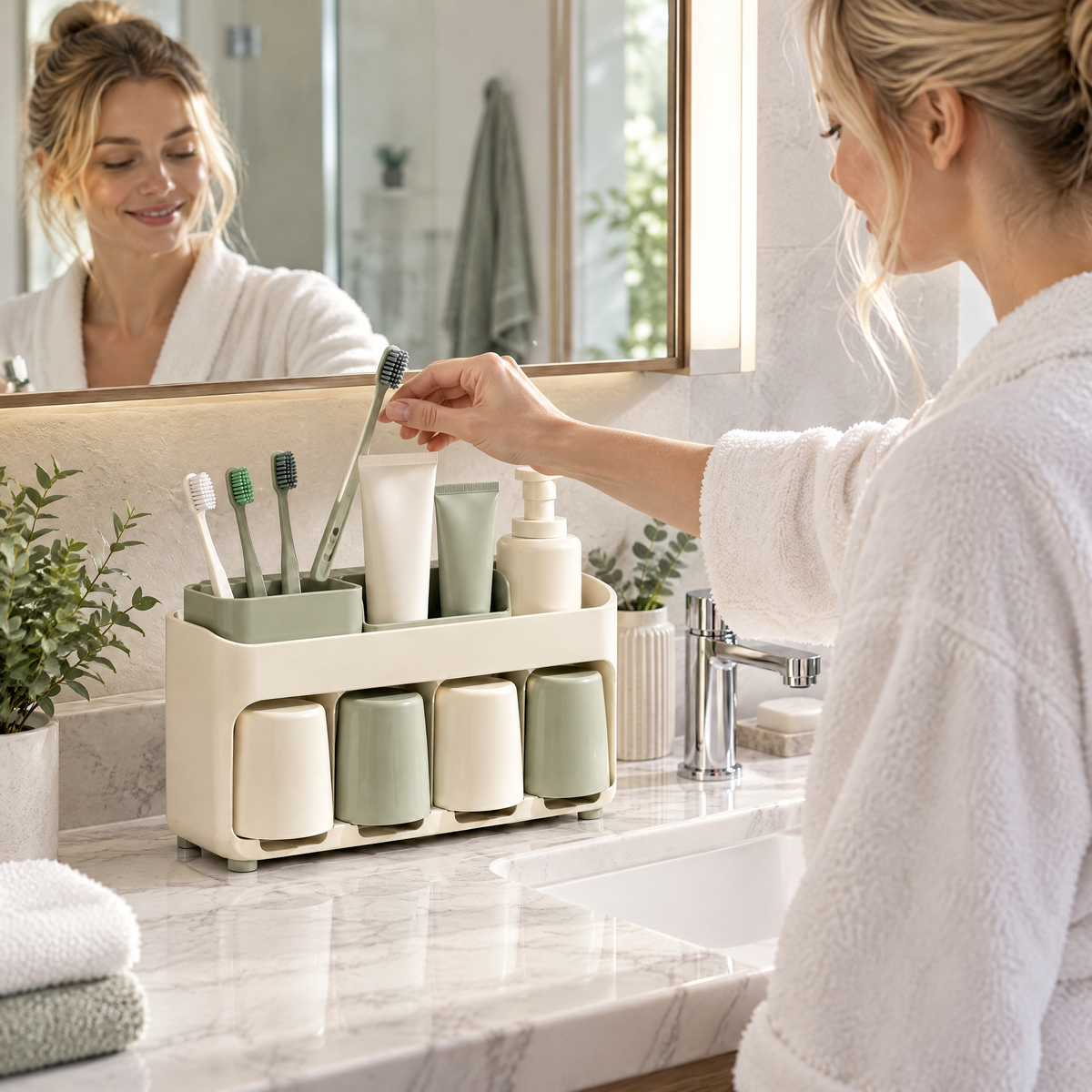 Averndell™ Family Toothbrush Organizer with Four Cups