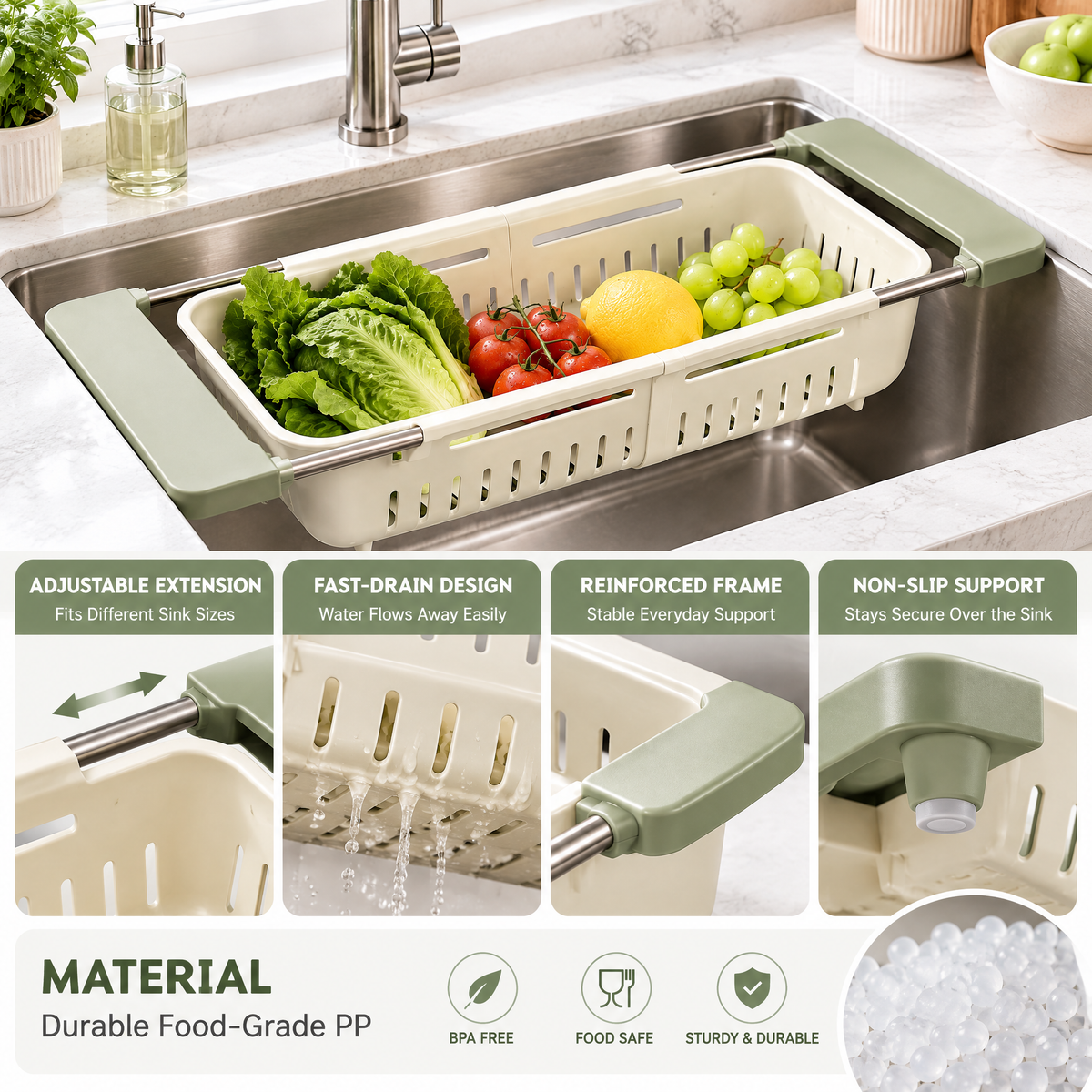 Averndell™ Expandable Over-the-Sink Colander