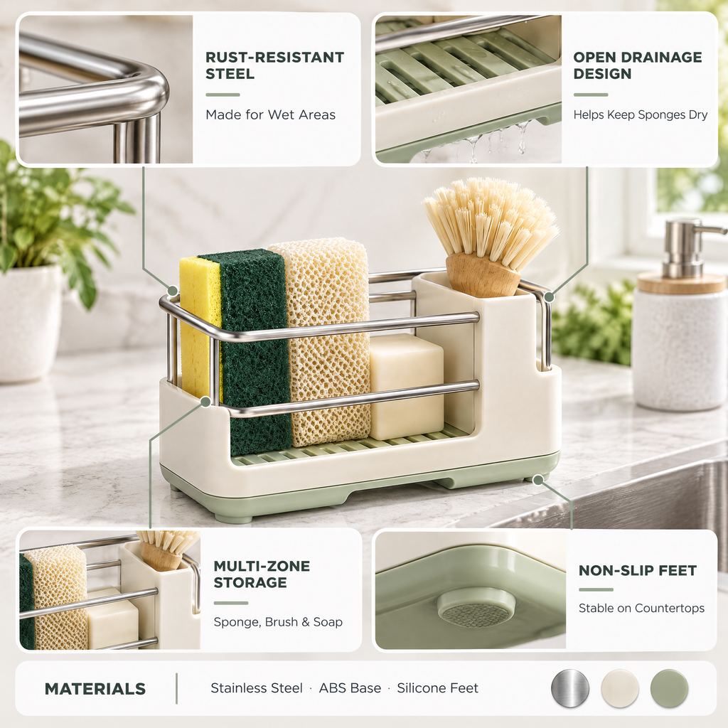 Averndell™ Countertop Sink Caddy with Drainage Base